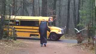Headless Dad Picks up kids from bus