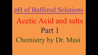 How to Find the pH of a Buffered Solution Containing Acetic Acid and Sodium Acetate - Part 1
