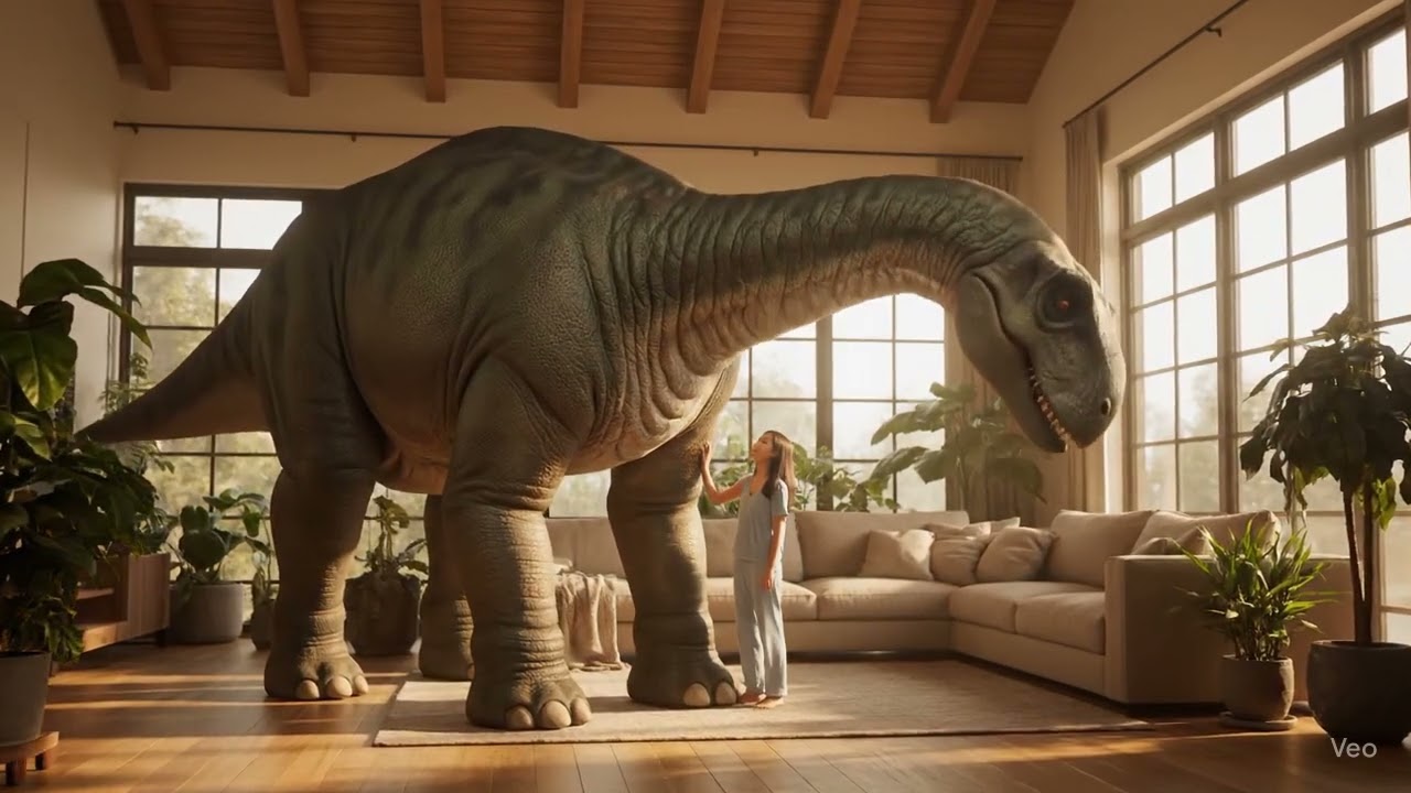 When Dinosaurs Became Pets 🦕 | Ultra-Realistic AI Animation in 8K | dinosaur living room 