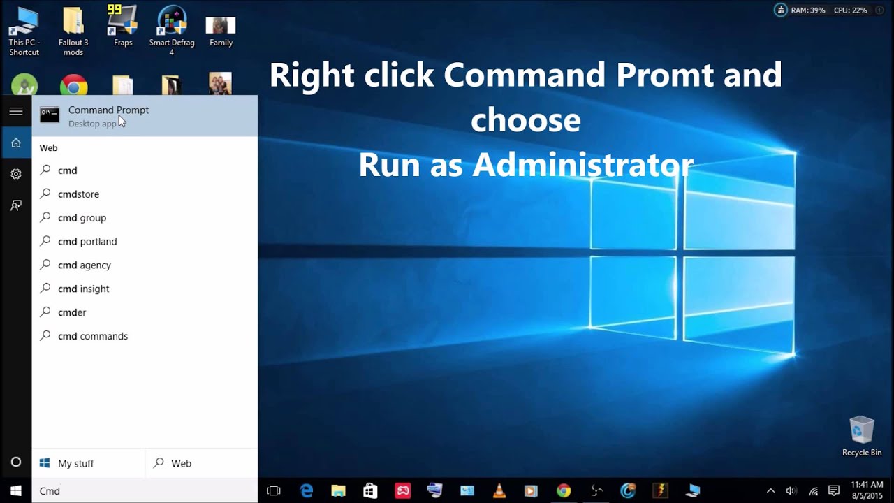 bring up command prompt windows 10