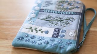 Turn Fabric Scraps into a Pretty Zipper Pouch with Floral Embroidery