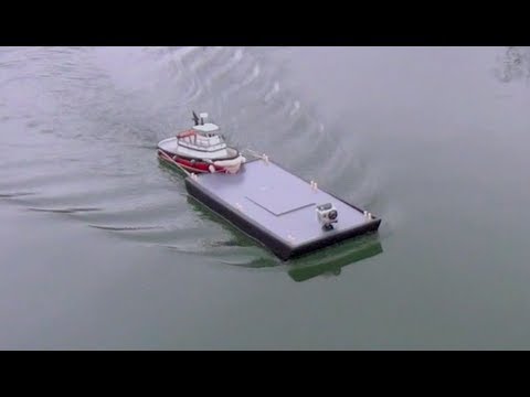 R/C Tugboat \u0026 Barge - Emergency Stop 