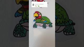 satisfying creative video 🦜+🐢#creativeartemoji#art#colormixingmagic#mixing#art #asmr #colors