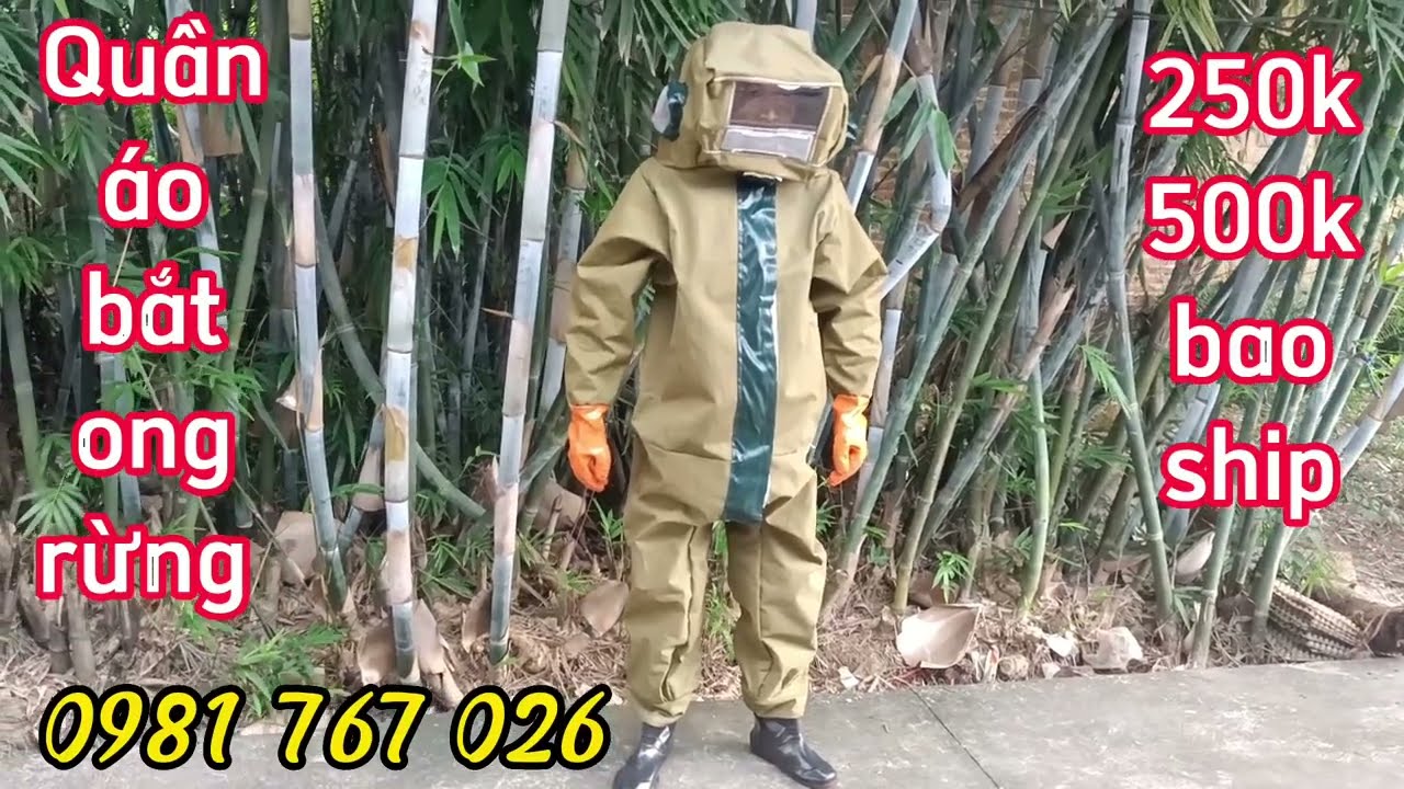 Quần áo bảo hộ bắt ong rừng vải bò cao cấp guốc trèo... - youtube