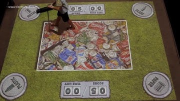 Interactive floor projection recycling game