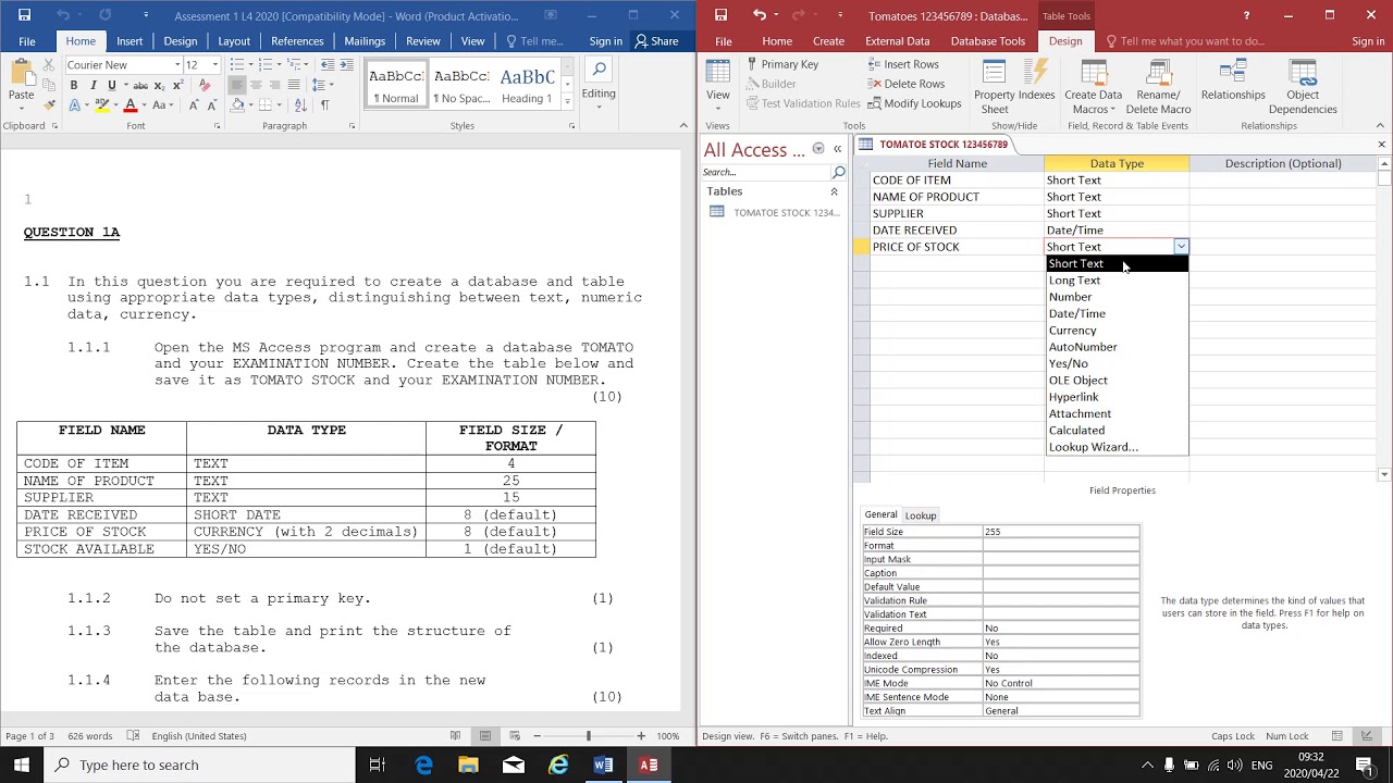 Office Data Processing L4 (MS Access - Creating a Structure) - Mrs. L ...