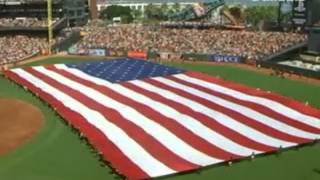 Capital Cities&#39; Sebu performs the national anthem at Giants game