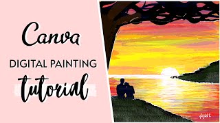 Digital Painting using Canva | Digital Art | Sunset