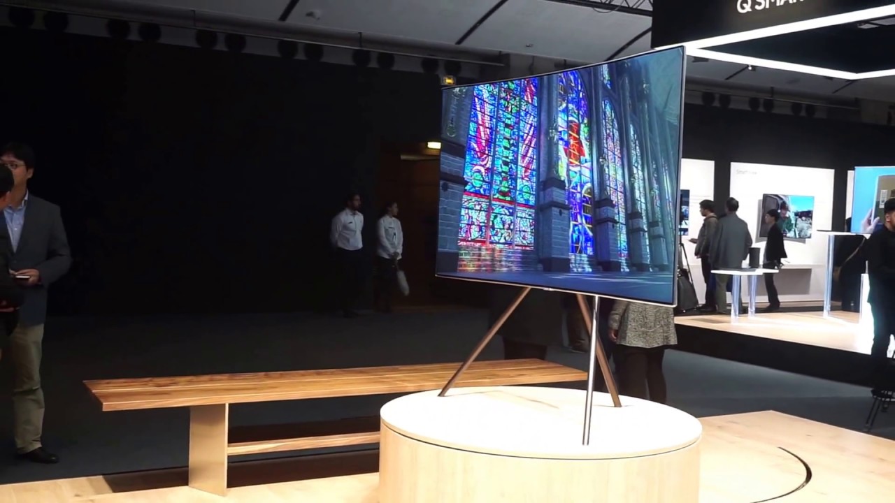 Samsung QLED TV on a studio stand - YouTube