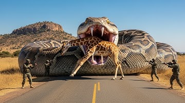 Brave heroes save poor giraffe from dangerous giant mutant python