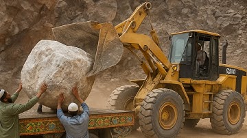 Epic Wheel Loader Lifts MASSIVE Marble Stone!