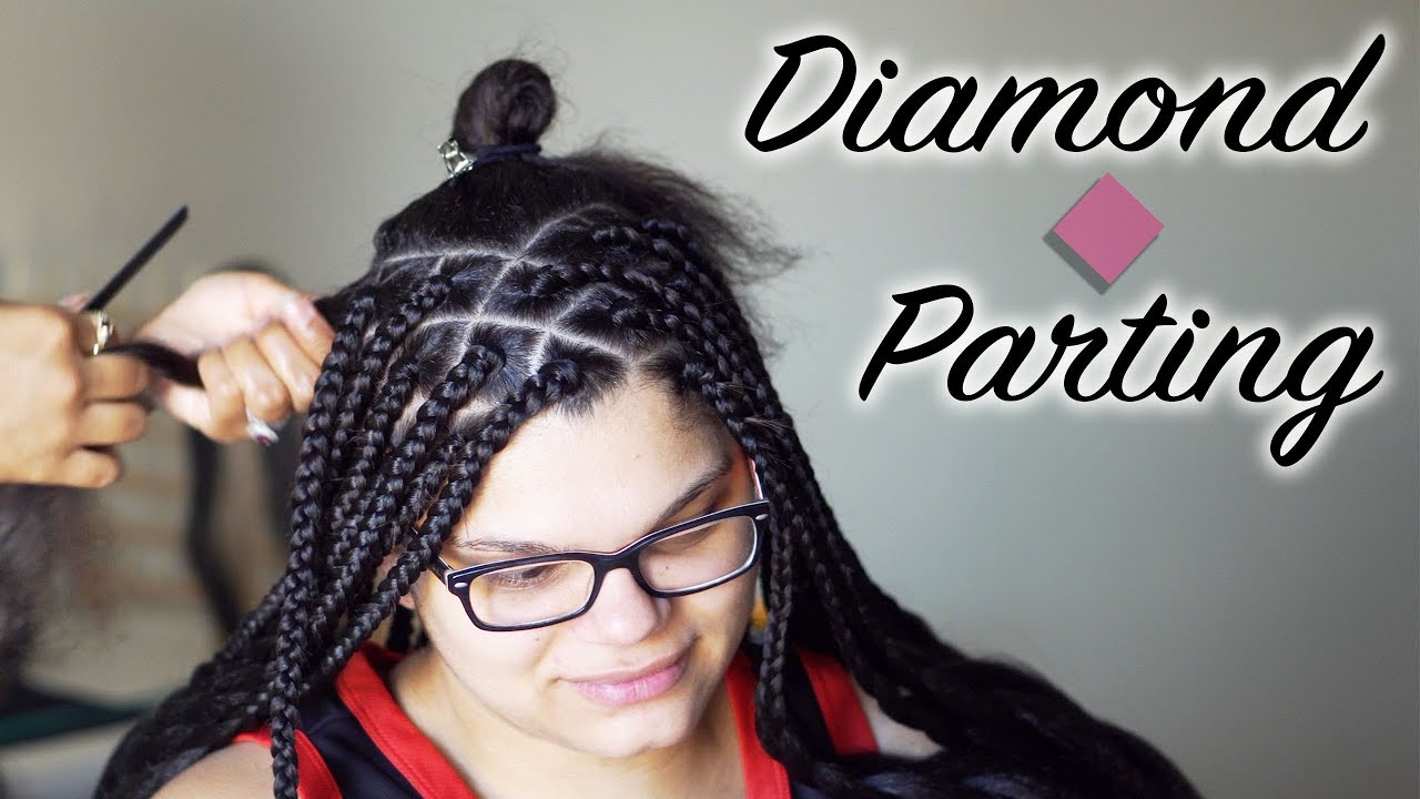 Try new parting patterns for your box braids. Explore triangle