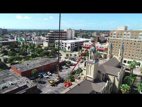 McRay Crane Removing the Statue Atop St. Mary Cathedral, Galveston