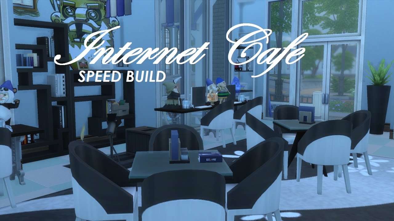 The Sims 4 Internet Cafe Cafe Speed Build Youtube - cyber cafe roblox