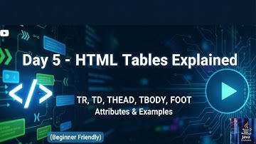 Day5 -HTML Tables Explained | TR, TD, THEAD, TBODY, TFOOT, Attributes & Examples (Beginner Friendly)