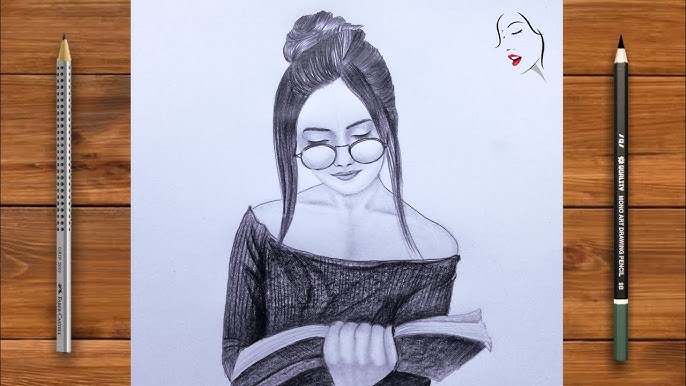 A girl is studying Pencil Sketch for beginners