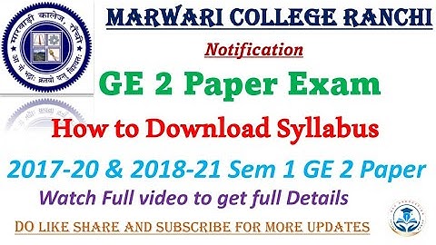 MCR // How to Download Syllabus // UG Sem- I, GE 2 paper offline Exam 17-20, 18-21
