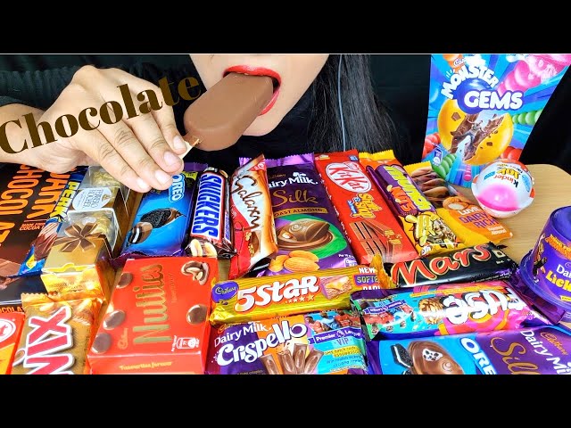 ASMR:EATING CHOCOLATE CHOCOLATE PARTY DAIRYMILK CRISPELLO,MAGNUM TRUFFLE *DARKCHOCOLATE*FOOD VIDEOS class=