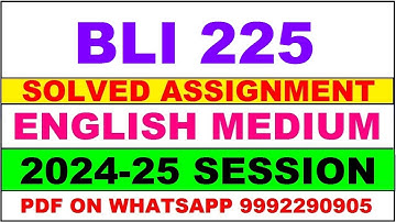 bli 225 solved assignment 2024-25 | bli 225 solved assignment in english 2025 | bli 225 2024-25