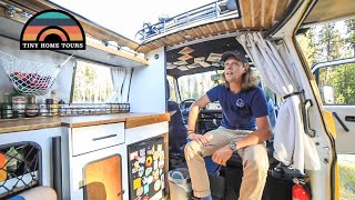 His Modified 1985 VW Camper Van Has A Skylight, Shower & Tons Of Clever Mods For Full Time Vanlife