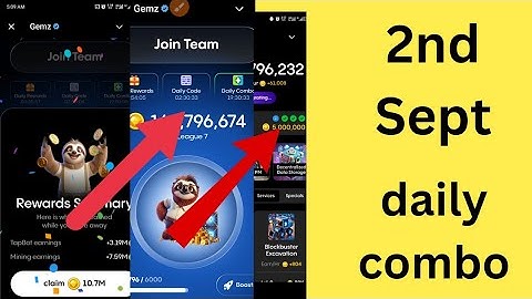 2 SEPTEMBER GEMZ DAILY COMBO AND CIPHER CODE  FOR 5000000 COINS (100% SOLVED)