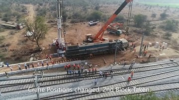 Lifting  140 Tonnes  Diesel Loco  with 250 Tonnes Road Cranes  by  South Central   Railways.