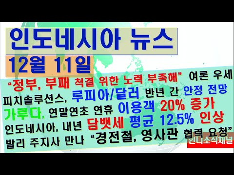   피치솔루션스 루피아 달러 환율 반년 간 안정 추이 전망 등 12월 11일 주요뉴스