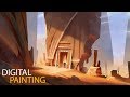 Desert temple digital painting process