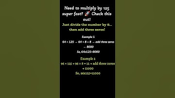 Multiply Any Number by 125 Instantly! #mathstricks #jpaicreations #mathmagic #quickmaths #shortcuts