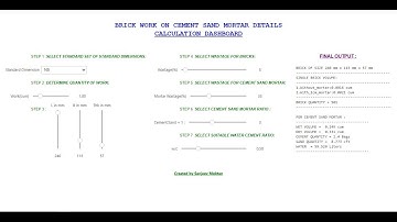 Brick Work Details Calculation #Interactive #Dashboard #IPYWIDGETS#Python#on #JUPYTER NOTEBOOK#VOILA