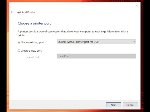 Adding USB001 virtual printer port when manually installing printer drivers | Foci