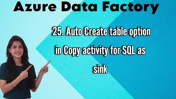 25. Auto Create table option in Copy activity for SQL as sink in Azure data factory