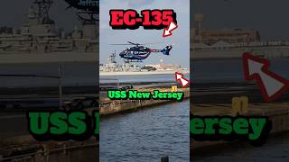 JeffSTAT EC135 landing with USS New Jersey backdrop