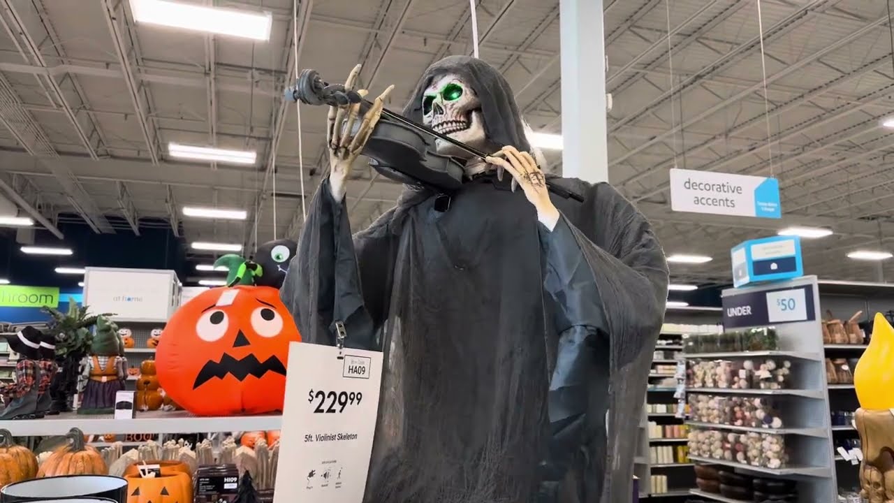 Gemmy skeleton reaper playing violin