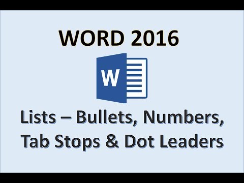 Word 2016 - Bullet Points Tab Stops & Numbering - How to Add Put Insert Use Bullets in Microsoft MS