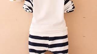 2019 New Stylish Spring Striped outfits for Kids Baby Girls Boys Infant Clothes Tie cotton Costume