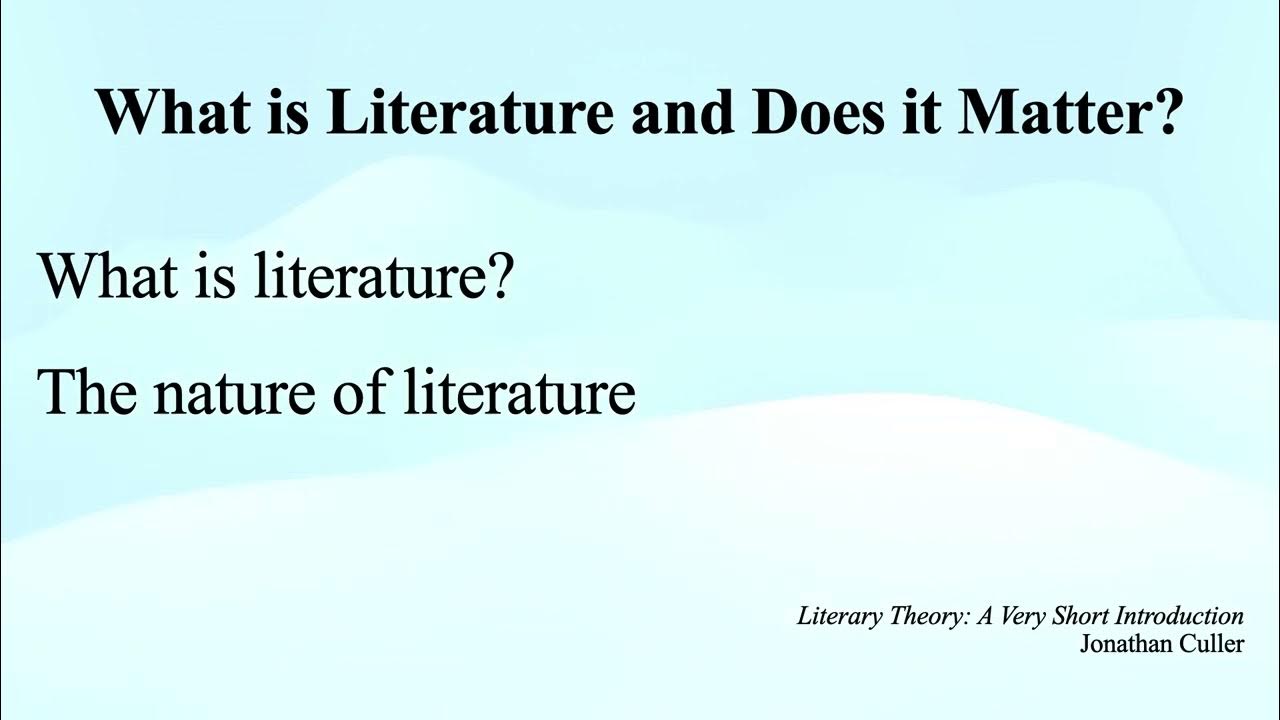 What is Literature and Does it Matter? - YouTube