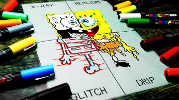 How To Draw SpongeBob in 4 Different Styles