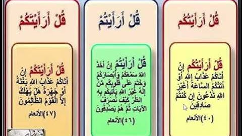 ضبط الآيات ( قل أرأيتكم - قل أرأيتم ) من سورة الأنعام