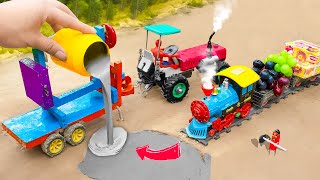 Careful ahead! Be careful ahead! Diy tractor making Machine rescue Tractor  diy Train Track Repair