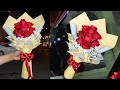 8 Roses arrange flower bouquet. Flower bouquet wrapping || flower wrapping techniques