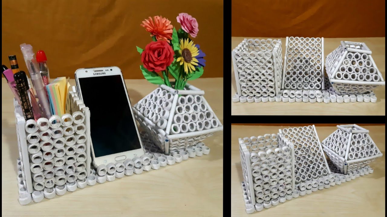 How To Make Pen Holder and Mobile Phone Stand with paper| Diy Pen Holder and Phone Stand | Diy Works