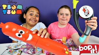 BOP IT VS SILLY SAUSAGE TOY CHALLENGE GAME - Disney Tsum Tsum - Shopkins - Animal Jam Prizes