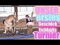 Geschicklichkeitsturnier mit meinem Pferd, wir bekommen die erste Schleife