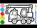 Crane Drawing, Painting, Coloring for Toddlers & Kids | How to Draw Easy Pictures #203