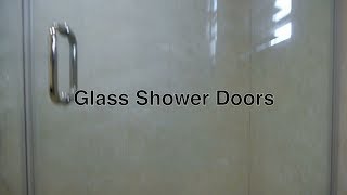 Glass Shower Doors in Frameless Walk In Custom Enclosure w/o Need For Shower Curtains / Rod Kits