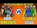 Angry VINCENZO with OP squad  VS FF SOKOL SQUAD Clash Squad Custom Match || overpower movement