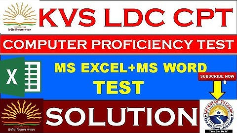 KVS CPT TEST Solution | MS. EXCEL | SKILL TEST FOR LDC,UDC,STENO.