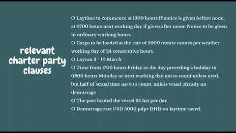 LAYTIME CALCULATION MMM 4201 Ship Broker& Charter(K2)