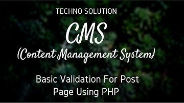 CMS Basic Validation For Post Page Using PHP